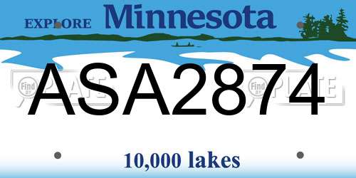 ASA2874 Minnesota License Plate