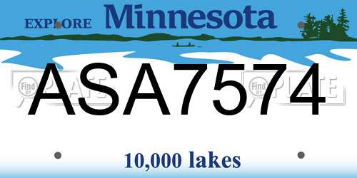 ASA7574 Minnesota License Plate