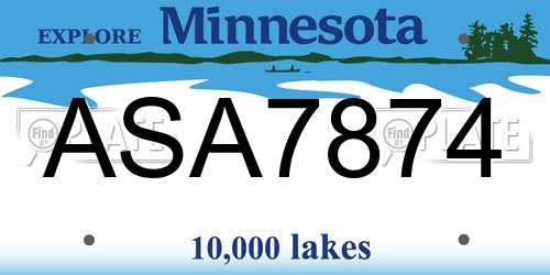 ASA7874 Minnesota License Plate