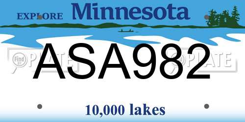 ASA982 Minnesota License Plate