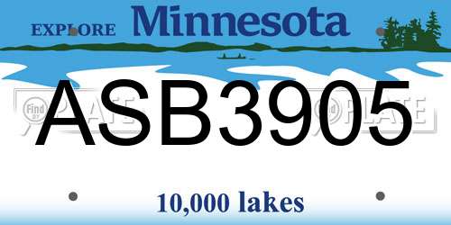 ASB3905 Minnesota License Plate