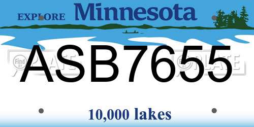 ASB7655 Minnesota License Plate