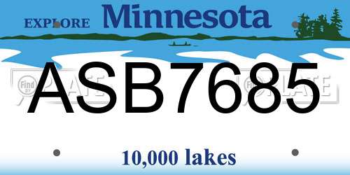 ASB7685 Minnesota License Plate
