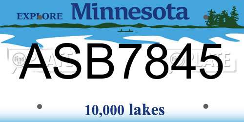 ASB7845 Minnesota License Plate