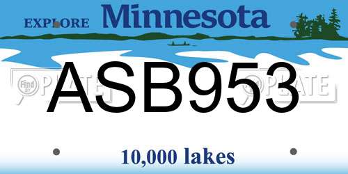 ASB953 Minnesota License Plate