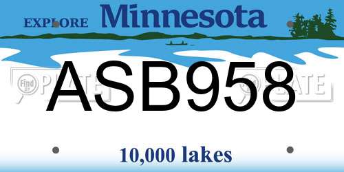 ASB958 Minnesota License Plate