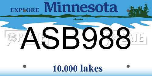 ASB988 Minnesota License Plate