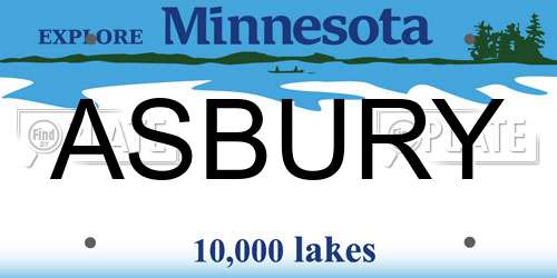 ASBURY Minnesota License Plate
