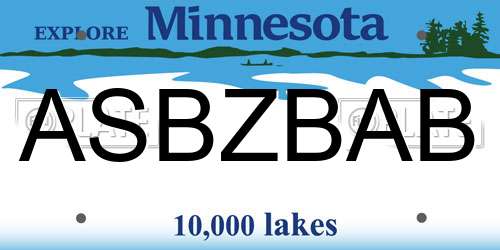 ASBZBAB Minnesota License Plate