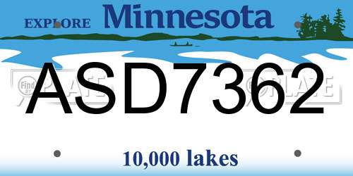 ASD7362 Minnesota License Plate