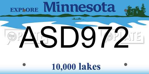 ASD972 Minnesota License Plate