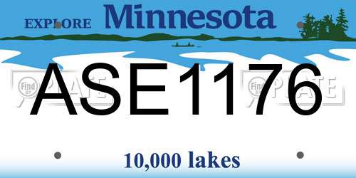 ASE1176 Minnesota License Plate
