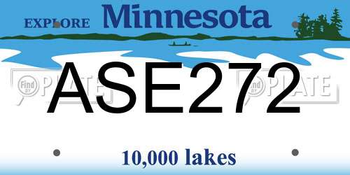 ASE272 Minnesota License Plate