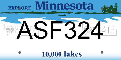 ASF324 Minnesota License Plate