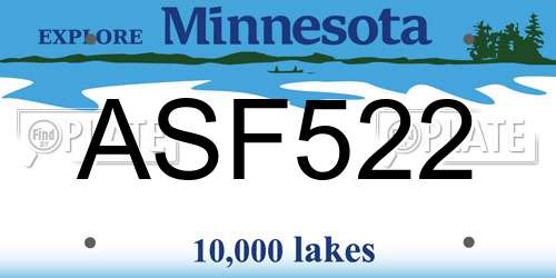 ASF522 Minnesota License Plate