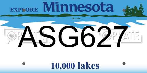ASG627 Minnesota License Plate