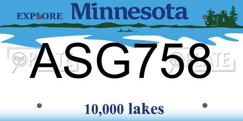 ASG758 Minnesota License Plate