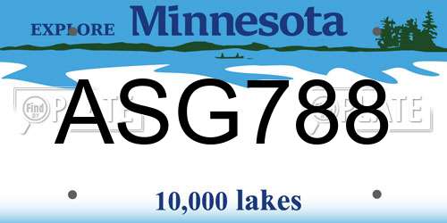 ASG788 Minnesota License Plate