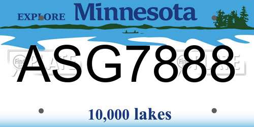 ASG7888 Minnesota License Plate