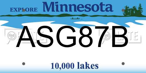 ASG87B Minnesota License Plate