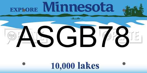 ASGB78 Minnesota License Plate