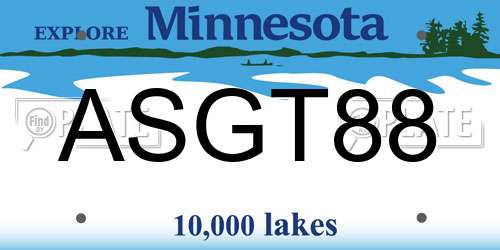 ASGT88 Minnesota License Plate