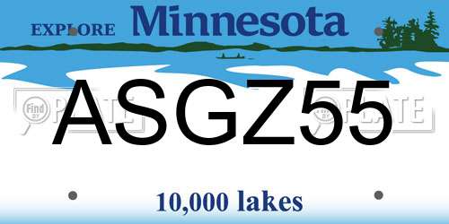 ASGZ55 Minnesota License Plate