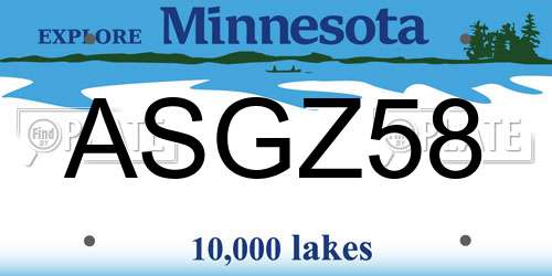 ASGZ58 Minnesota License Plate