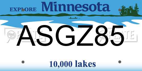 ASGZ85 Minnesota License Plate