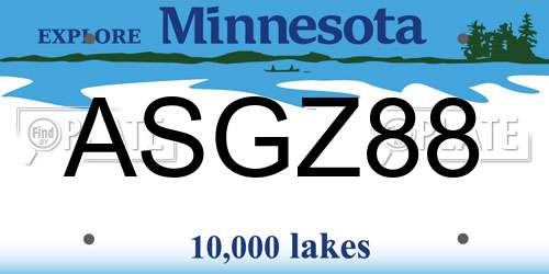 ASGZ88 Minnesota License Plate