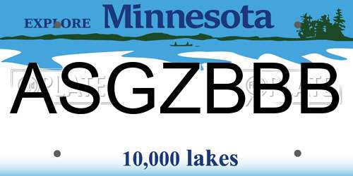 ASGZBBB Minnesota License Plate