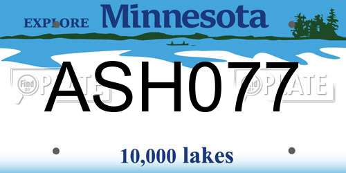 ASH077 Minnesota License Plate