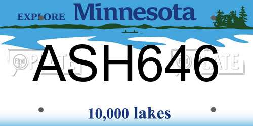 ASH646 Minnesota License Plate