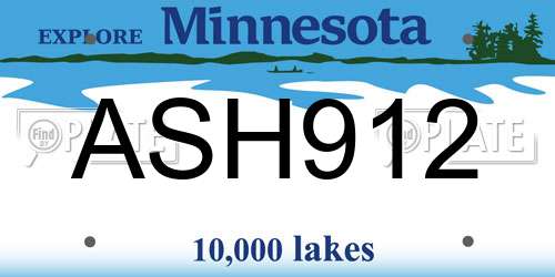 ASH912 Minnesota License Plate