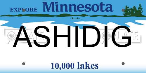 ASHIDIG Minnesota License Plate