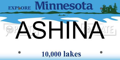 ASHINA Minnesota License Plate
