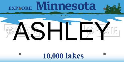 ASHLEY Minnesota License Plate
