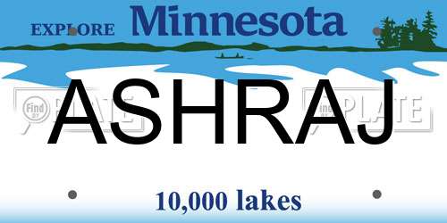 ASHRAJ Minnesota License Plate