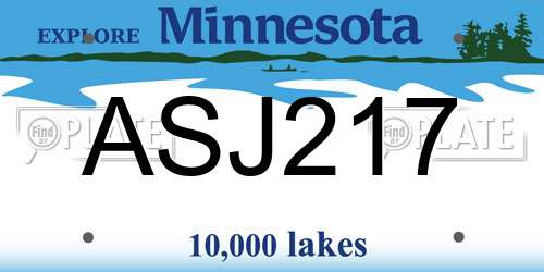 ASJ217 Minnesota License Plate