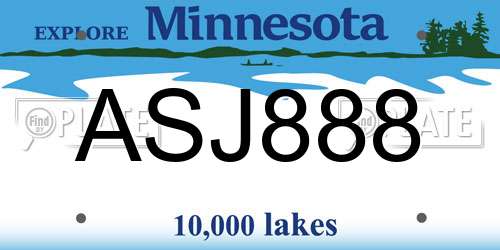 ASJ888 Minnesota License Plate