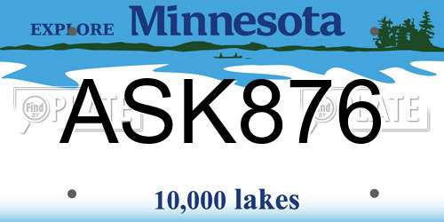 ASK876 Minnesota License Plate