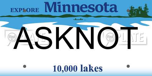 ASKNOT Minnesota License Plate