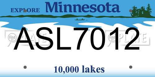 ASL7012 Minnesota License Plate