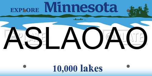 ASLAOAO Minnesota License Plate