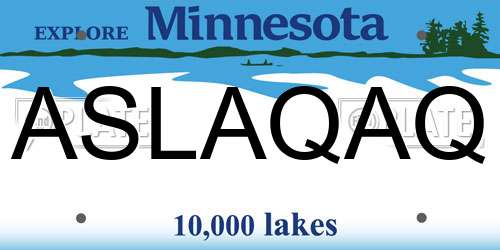 ASLAQAQ Minnesota License Plate