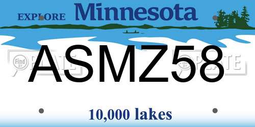 ASMZ58 Minnesota License Plate
