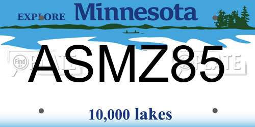 ASMZ85 Minnesota License Plate