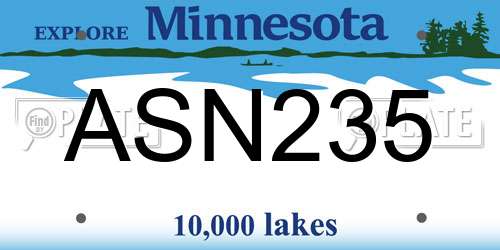 ASN235 Minnesota License Plate