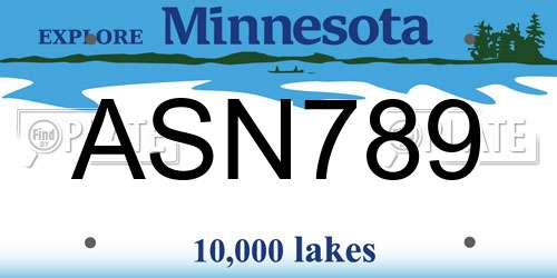 ASN789 Minnesota License Plate
