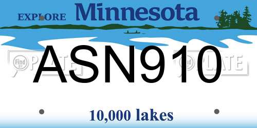ASN910 Minnesota License Plate